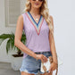 Contrast Eyelet V-Neck Tank