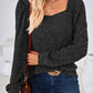 Ribbed Square Neck Long Sleeve T-Shirt