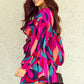 Multicolor Printed Surplice Neck Tie Waist Dress