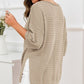 Rolled Round Neck Dropped Shoulder Slit Sweater