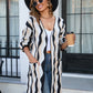 Sophia & Grace Printed Open Front Pocketed Cardigan