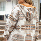 Plus Size Geometric Print Kangaroo Pockets Hoodie