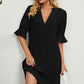 Notched Flounce Sleeve Mini Dress
