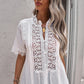 PrettyMe Full Size Crochet Hollow-out Lace Splicing Top