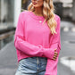 Round Neck Drop Shoulder Long Sleeve Sweater