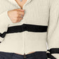 Striped Zip Up Dropped Shoulder Cardigan