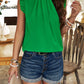 Frill Ruched Mock Neck Sleeveless Blouse