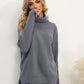 Slit Turtleneck Dropped Shoulder Sweater