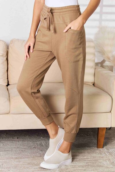 RISEN High Rise Mocha Relaxed Joggers *