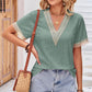 Eyelet V-Neck Short Sleeve T-Shirt
