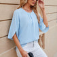 Round Neck Slit Half Sleeve Top