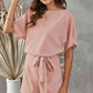NatureJumpers Tie Belt Short Sleeve Romper