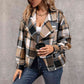 Plaid Collared Neck Long Sleeve Jacket