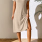Full Size Ribbed Asymmetrical Neck Short Sleeve Dress