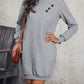 Women's Cloudy Blue Dana Textured Decorative Button Mini Dress