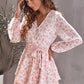 Floral Surplice Balloon Sleeve Layered Dress
