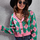 Fashion Mood Geometric Button Up Long Sleeve Cardigan