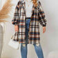 Adrien Planet Black Plus Size Plaid Drop Shoulder Hooded Coat