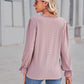 Full Size Eyelet V-Neck Flounce Sleeve Blouse