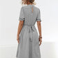 Printed Mock Neck Flounce Sleeve Dress
