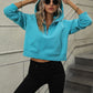 Malibu Dreams Zip-Up Raglan Sleeve Hoodie with Pocket