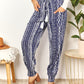 Double Take Geometric Print Tassel High-Rise Pants