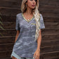 Glitter V-Neck Short Sleeve Tee Shirt