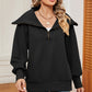Half Zip Lantern Sleeve Sweatshirt