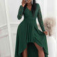 Full Size Lace High-Low V-Neck Dress