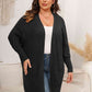 Plus Size Open Front Cardigan With Pockets