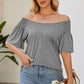Smocked Round Neck Flutter Sleeve T-Shirt