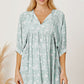 Women's DentaCosmo Floral Tie Neck Ruched Babydoll Dress