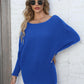 Full Size Horizontal Ribbing Dolman Sleeve Sweater