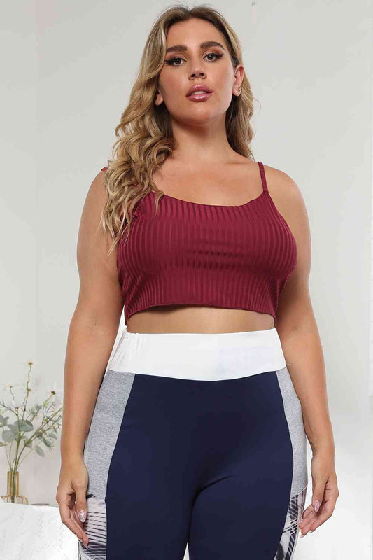 Plus Size Ribbed Brick Red Spaghetti Strap Top