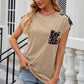 Leopard Round Neck Cap Sleeve T-Shirt