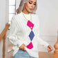 Openwork Geometric Mock Neck Sweater