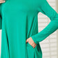 Zenana Full Size Teal Long Sleeve Flare Dress with Pockets
