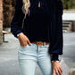 Women's Ava Tie Up Mock Neck Velvet Fabric Long Sleeve Blouse