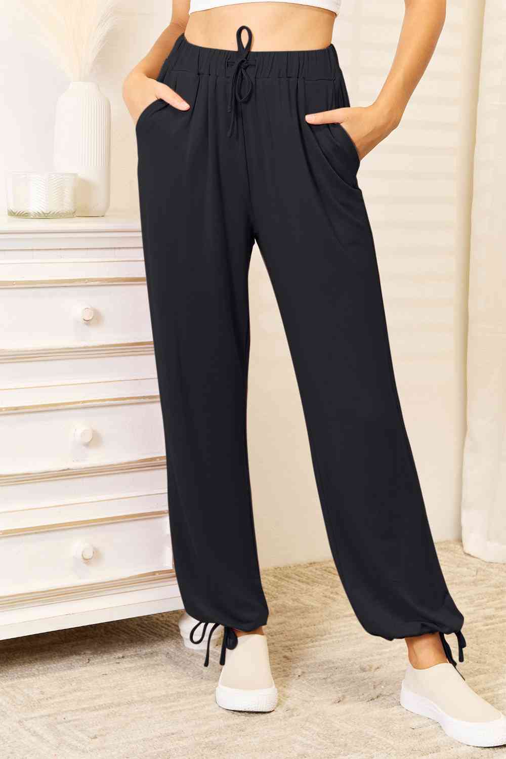 Basic Bae Full Size Soft Rayon Drawstring Waist Pants with Pockets *