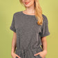 Round Neck Short Sleeve Romper with Pockets