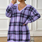 Plaid V-Neck Long Sleeve Sweater Dress
