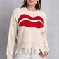 Lip Fringe Round Neck Sweater