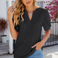 Eyelet Notched Puff Sleeve T-Shirt