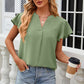 Notched Cap Sleeve T-Shirt