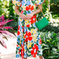 Women's Floral Notched Balloon Sleeve Midi Dress