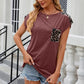 Leopard Round Neck Cap Sleeve T-Shirt