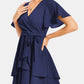 Surplice Neck Flutter Sleeve Dress