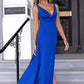 OhSoMaxi Cobalt Blue Twisted Slit Plunge Maxi Dress