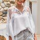 Women's Full Size Embroidered Tie-Neck Puff Sleeve Blouse