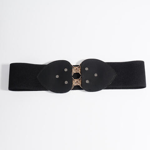 Chic Woman Alloy Leaf Buckle Elastic Belt